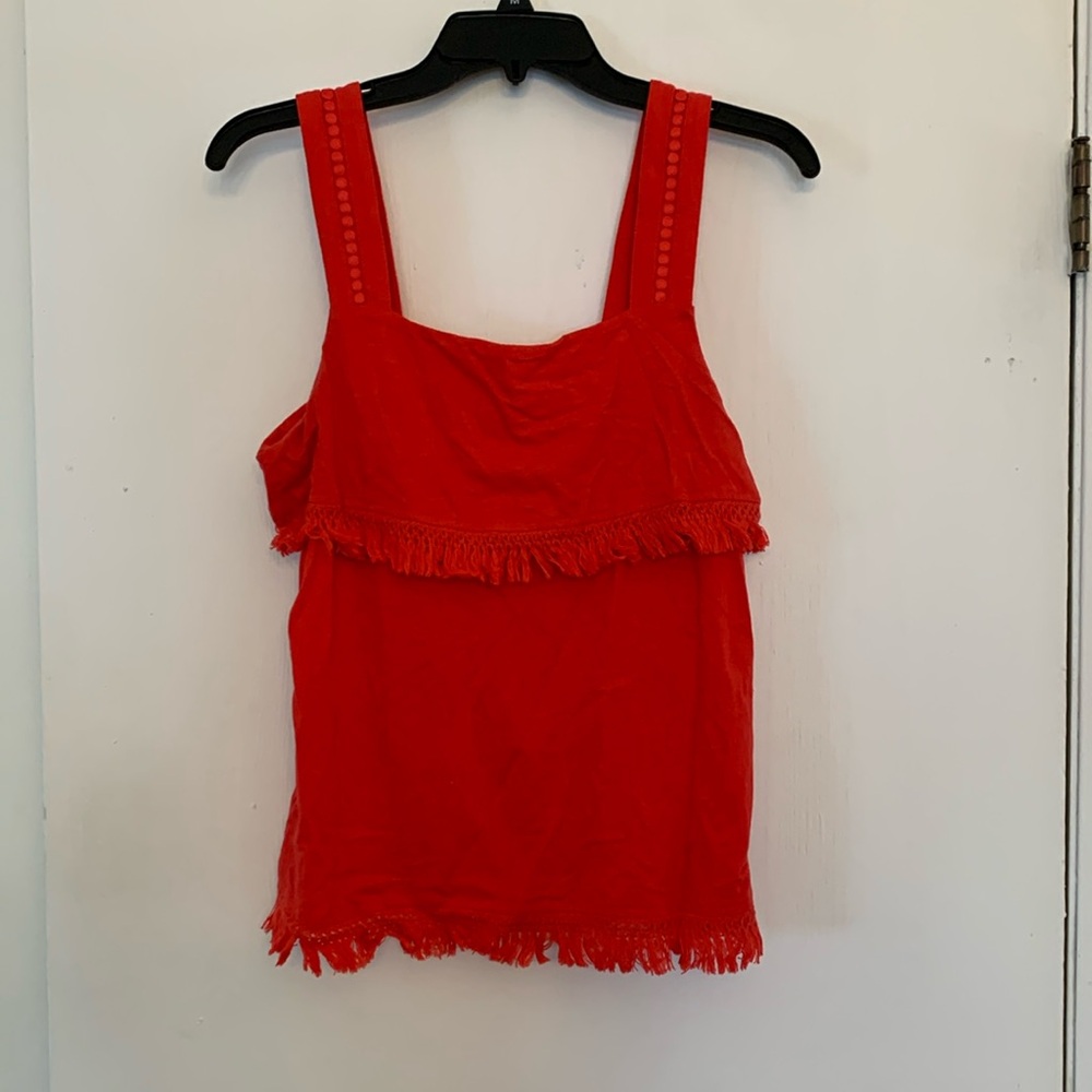 Jcrew cotton coral top, women’s size xs, fringe
